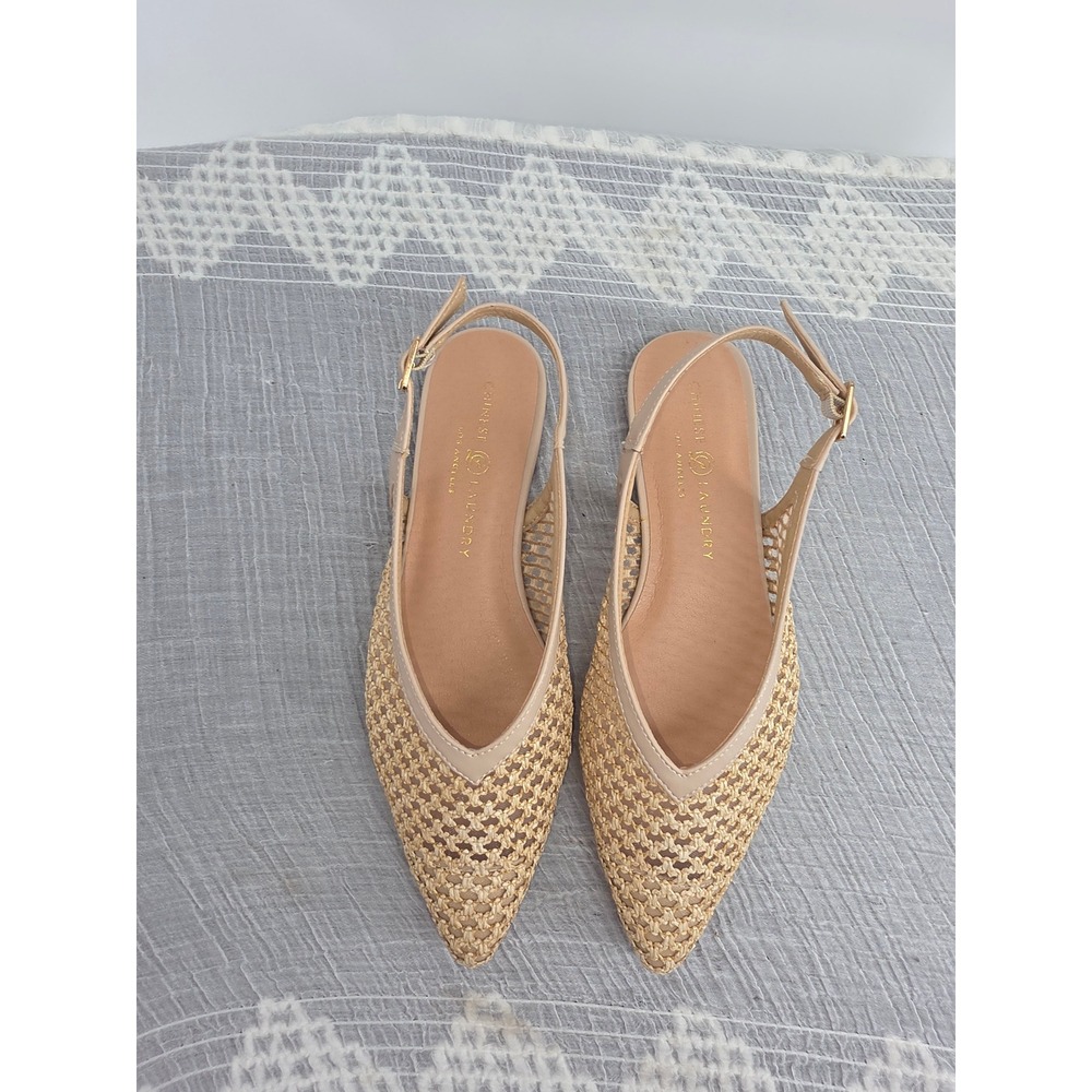 Chinese Laundry Womens Tan Woven Mesh Slingback Pointed Toe Flats HDGF-001B 7